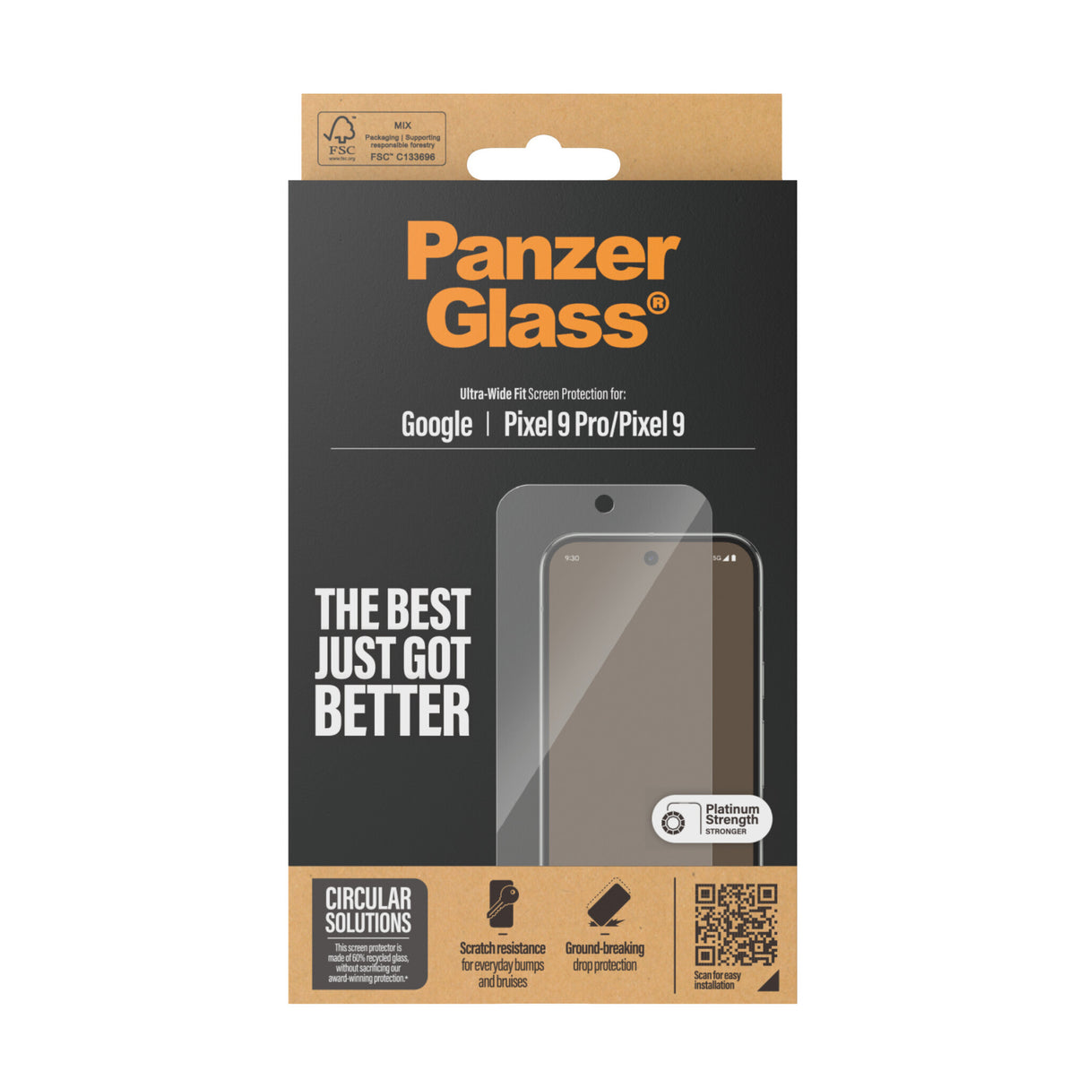 PanzerGlass ® Skærmbeskyttelse Google Pixel 9 5G | 9 Pro 5G | Ultra-Wide Fit