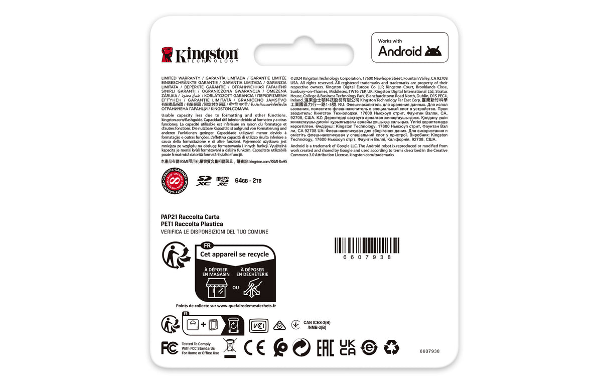 Kingston Technology 64 GB microSDXC Canvas Go! Plus Gen4 200MB/s A2 U3 V30-kort + adapter