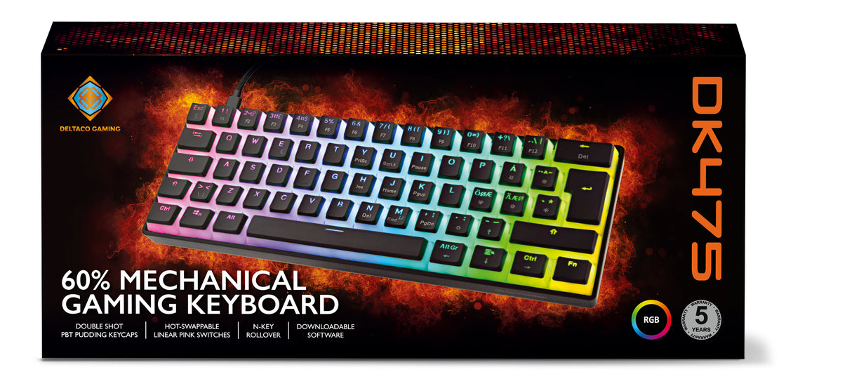 Deltaco Gaming DK475 60% mechanical keyboard, black