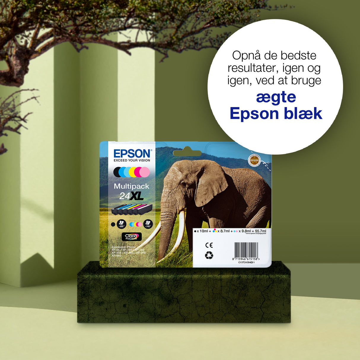 Epson Elephant 24XL elefant Claria Photo HD enkeltpakke gult blæk