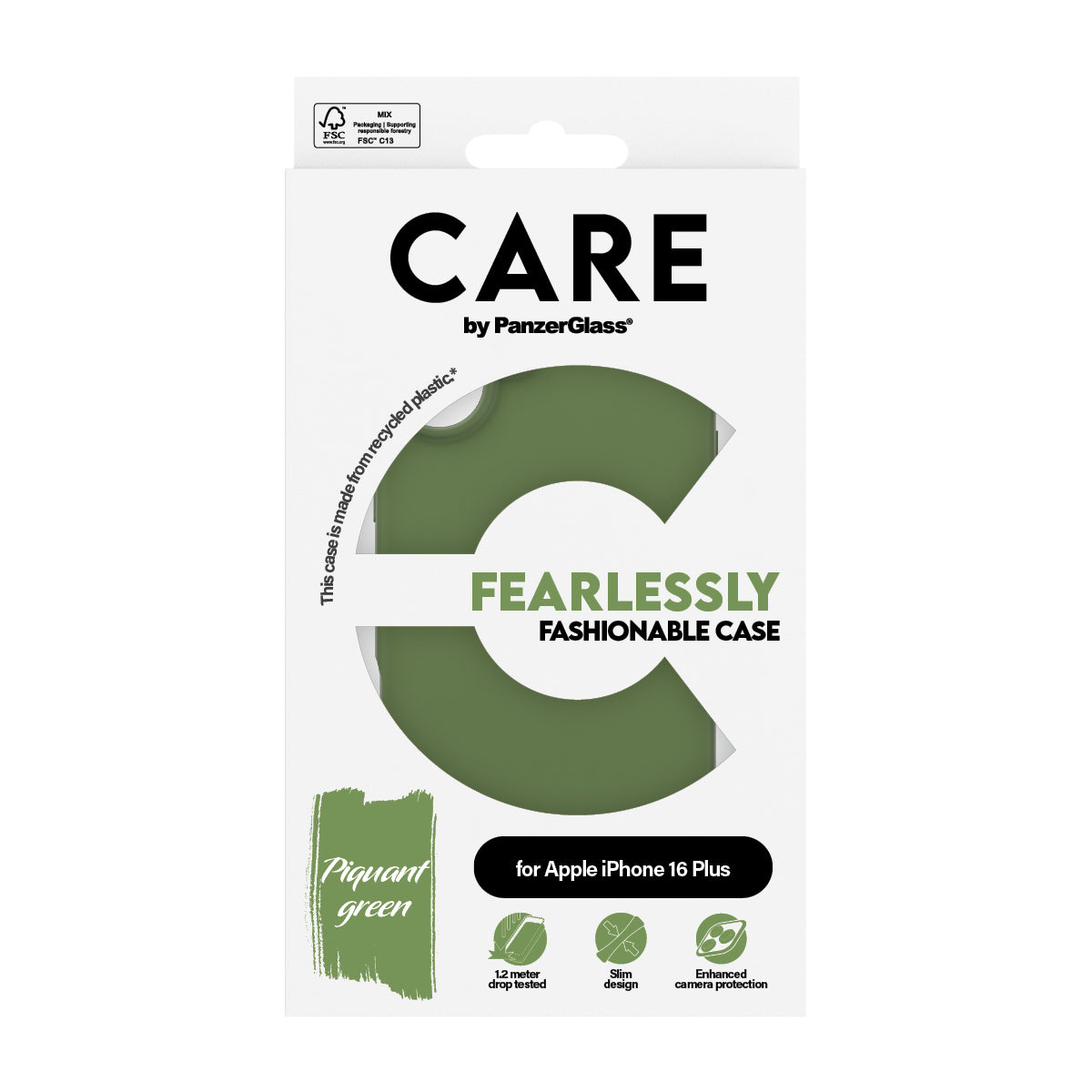 PanzerGlass CARE by ® Fashionable Case Grøn iPhone 16 Plus