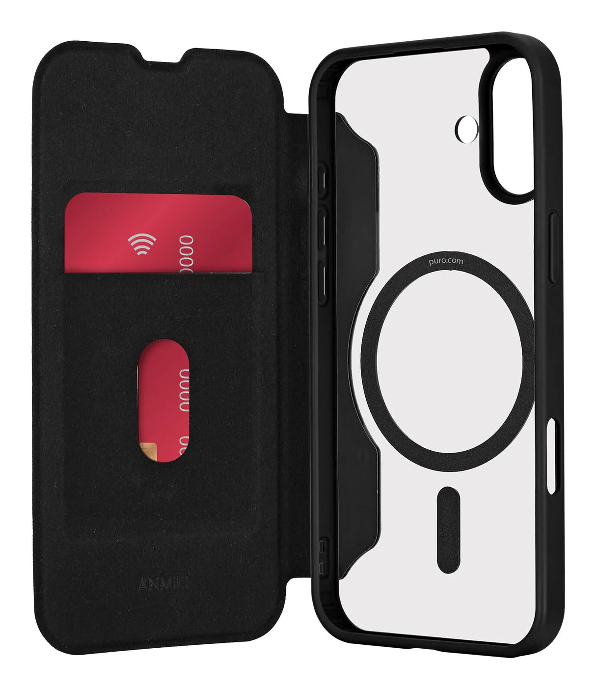 PURO Book Mag mobiltelefon etui 15,5 cm (6.1") Folie Sort, Transparent