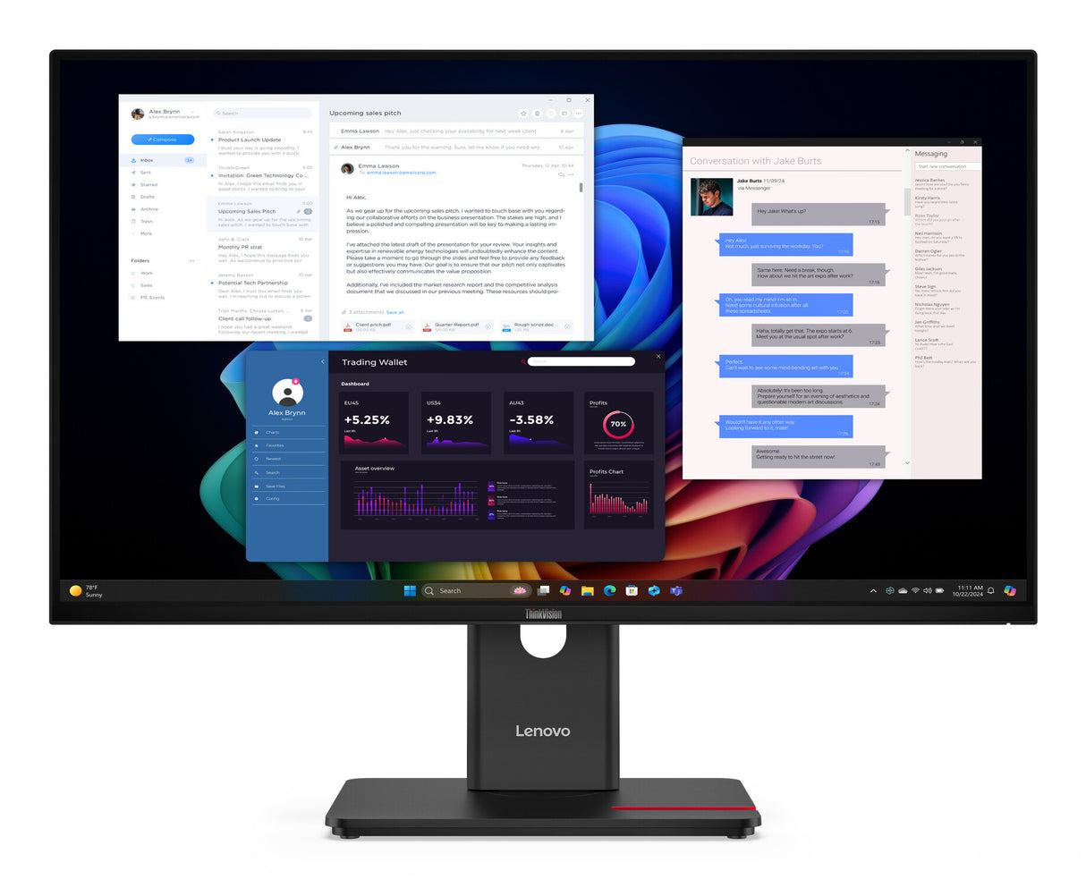 Lenovo ThinkVision T27UD-40 computerskærm 68,6 cm (27") 3840 x 2160 pixel 4K Ultra HD LCD Sort
