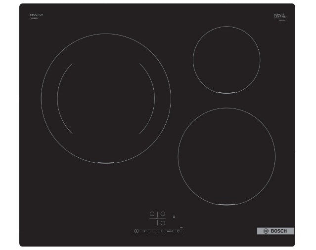 Bosch Serie 4 PUJ611BB5E kogeplade Sort Indbygget 60 cm Zone induktionskogeplade 3 zone(s)
