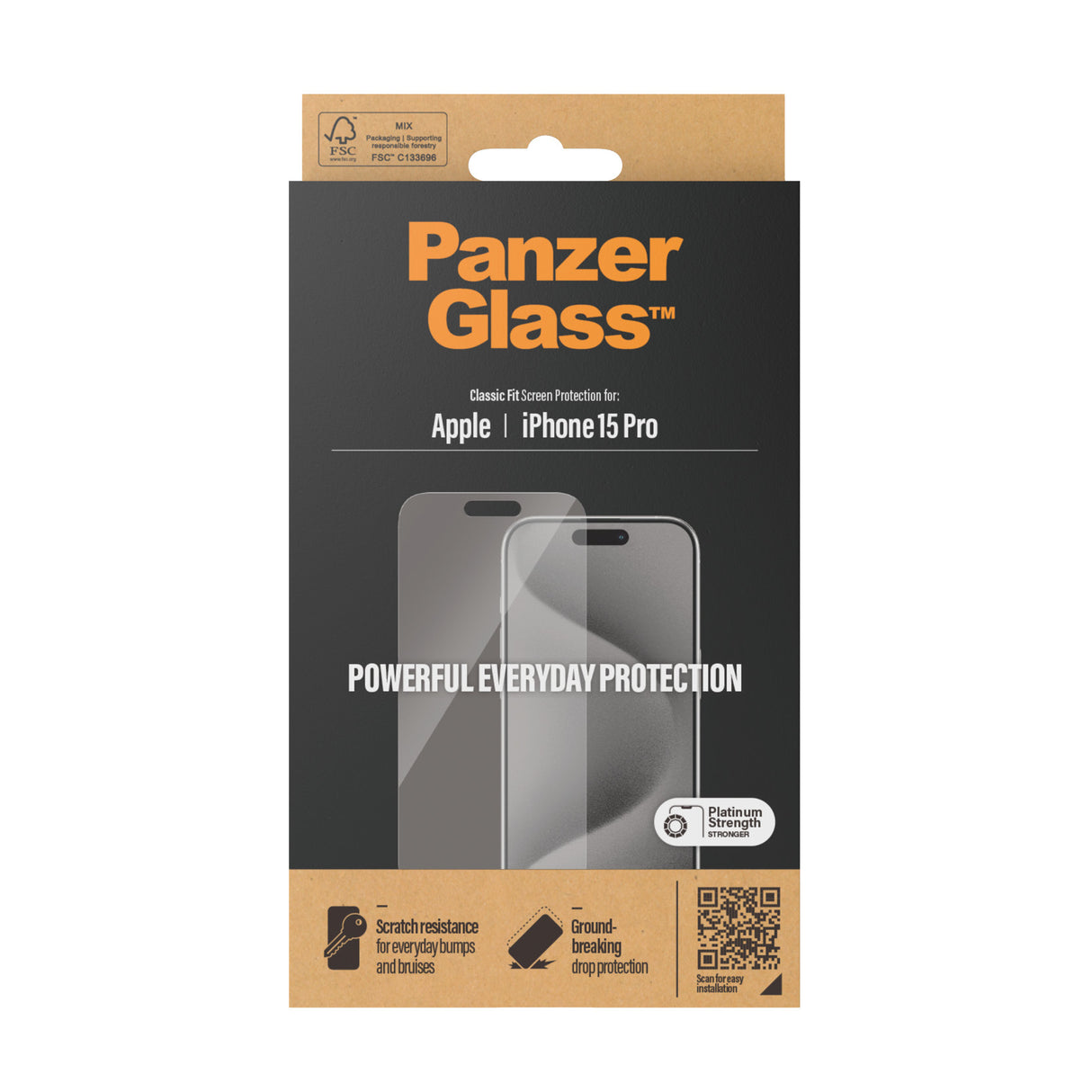 PanzerGlass Screen Protector Apple iPhone 15 Pro | Classic Fit