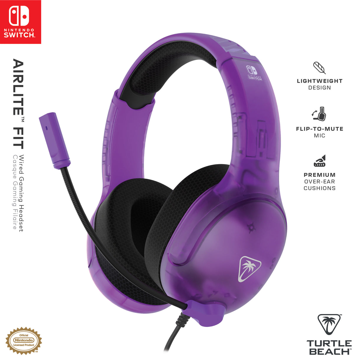Turtle Beach Airlite Fit Headset Ledningsført Spil Sort, Lilla
