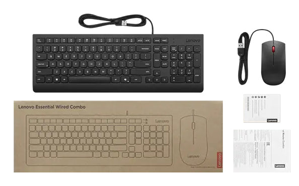 Lenovo Essential Wired Combo Sæt med mus og tastatur Kablet Dansk