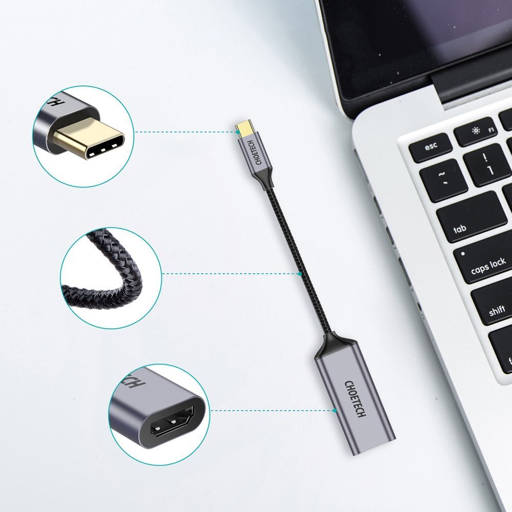 Choetech USB Type C (han) til HDMI (hun) 4K 60Hz grå (HUB-H10)