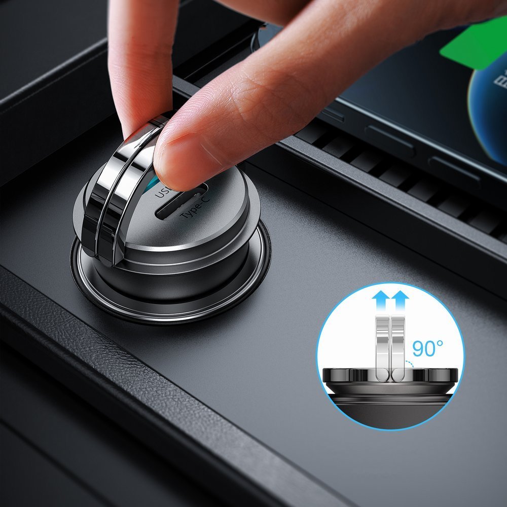 Joyroom hurtig biloplader USB Type C / USB 45 W 5 A Strømforsyning Quick Charge 3.0 AFC SCP grå (C-A35)