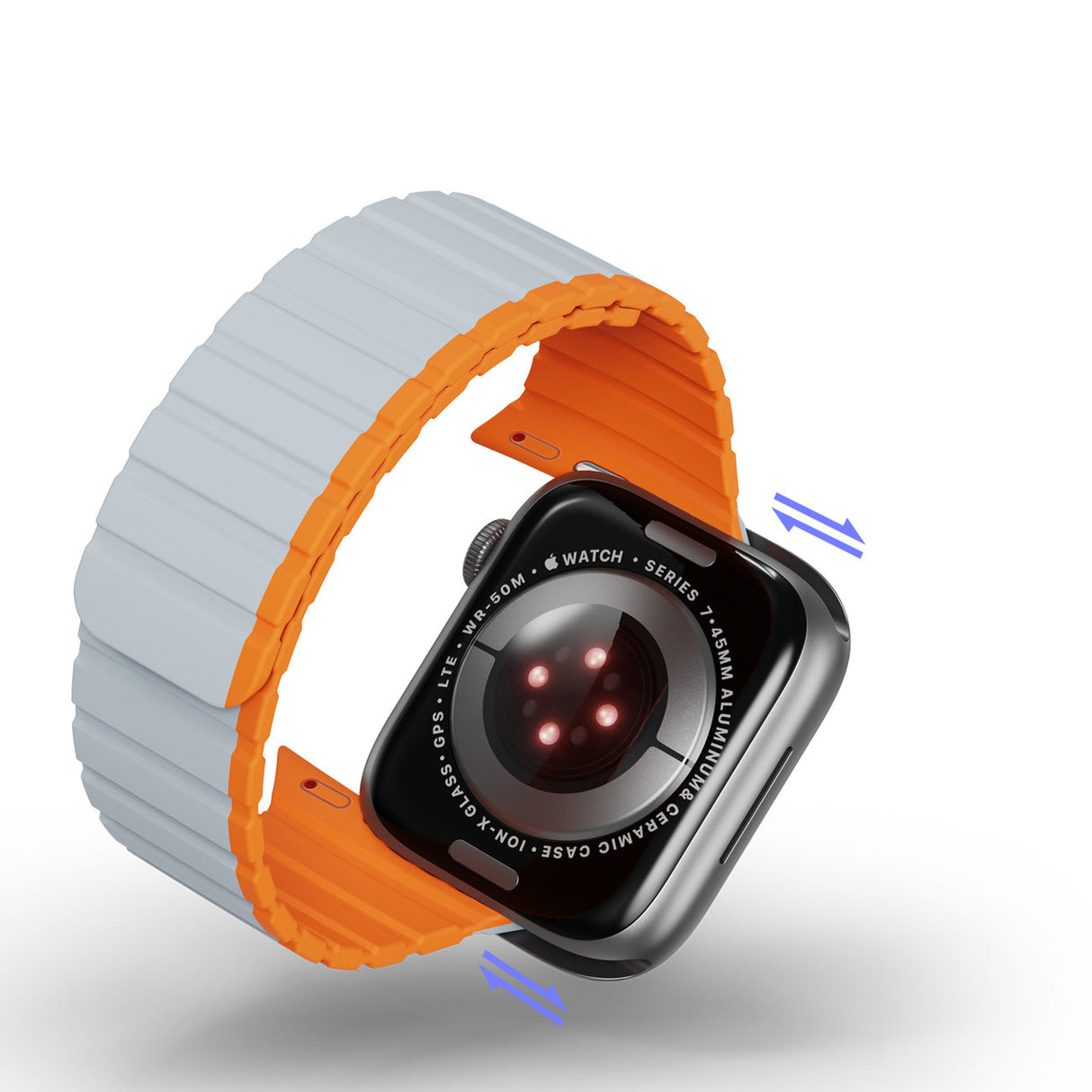 Magnetisk Apple Watch Ultra, SE, 8, 7, 6, 5, 4, 3, 2, 1 (49, 45, 44, 42 mm) Dux Ducis-rem (LD-version) - Grå Orange
