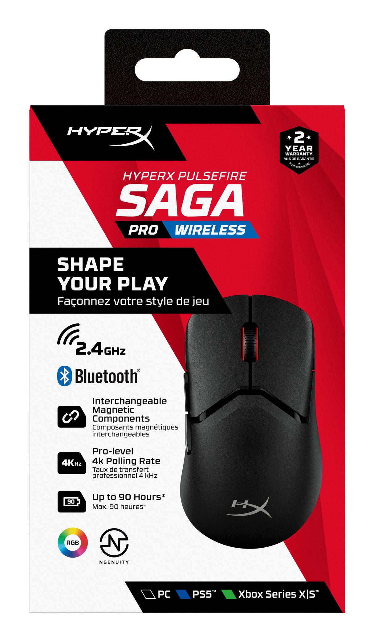 HyperX Pulsefire Saga Pro Optisk Trådløs Sort