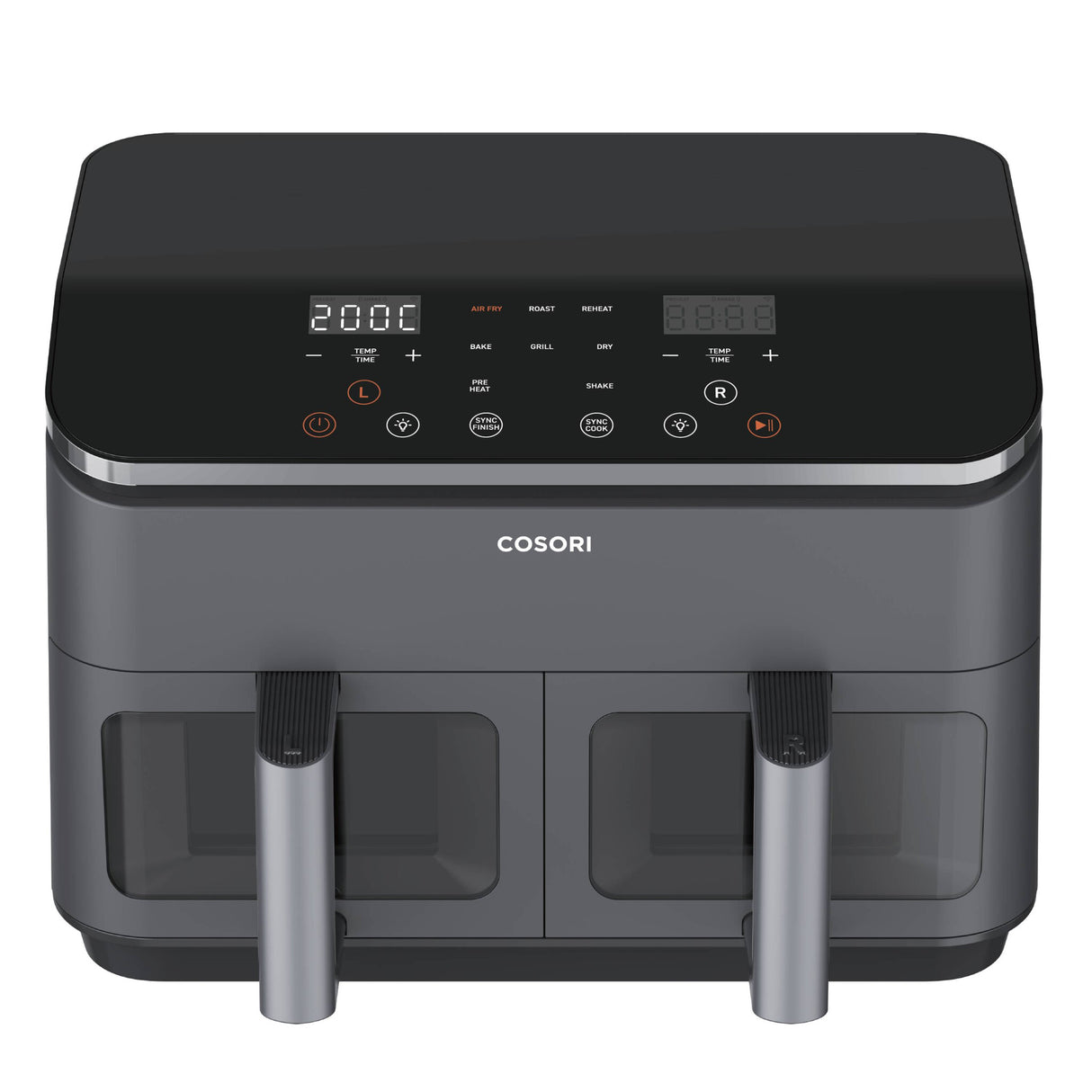 Cosori Dual Basket Chef Edition Dobbelt 8,5 L Enkeltstående 1750 W Varmluftsteger Sort, Sølv