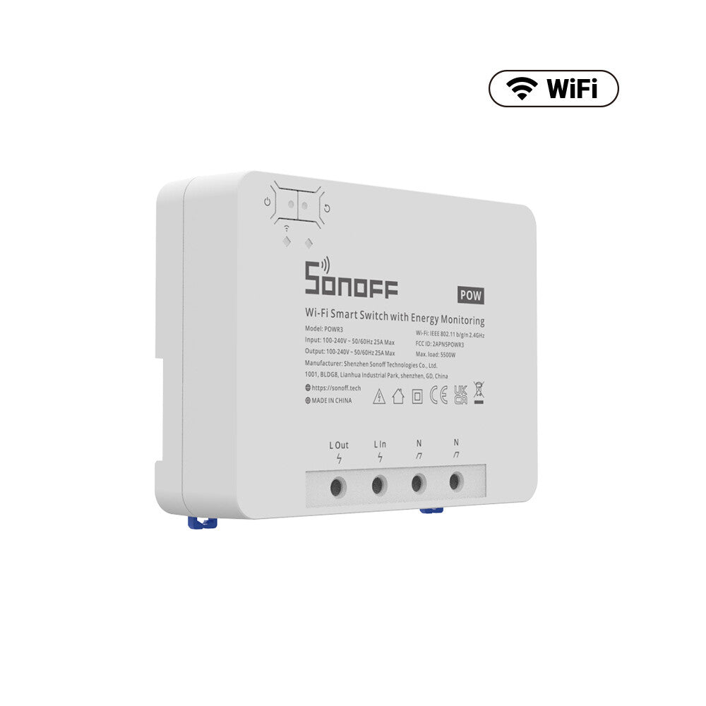 Sonoff POWR3 elektrisk afbryder Intelligent kontakt Hvid