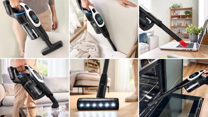 Bosch BCS1041WAC stav støvsuger & elektrisk kost Stick vakuum Batteri Dry HEPA Poseløs 0,4 L 23,5 W Sort, Hvid 4 At