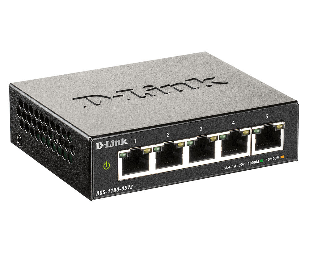 D-Link DGS-1100-05V2/E netværksswitch Administreret L2 Gigabit Ethernet (10/100/1000) Sort