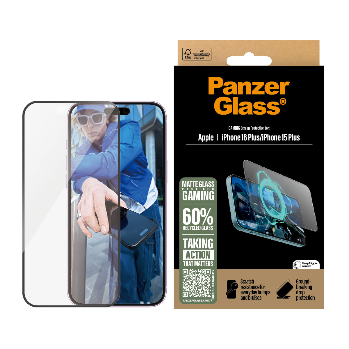 PanzerGlass ® Gaming Skærmbeskyttelse iPhone 16 Plus | 15 Plus | Ultra-Wide Fit