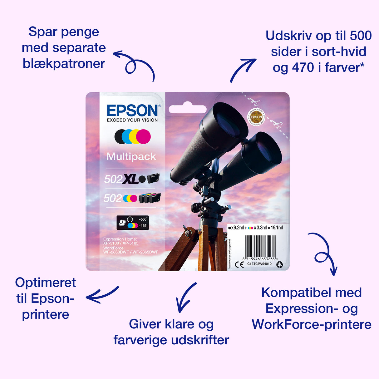 EPSON Singlepack Cyan 502 Ink blækpatron