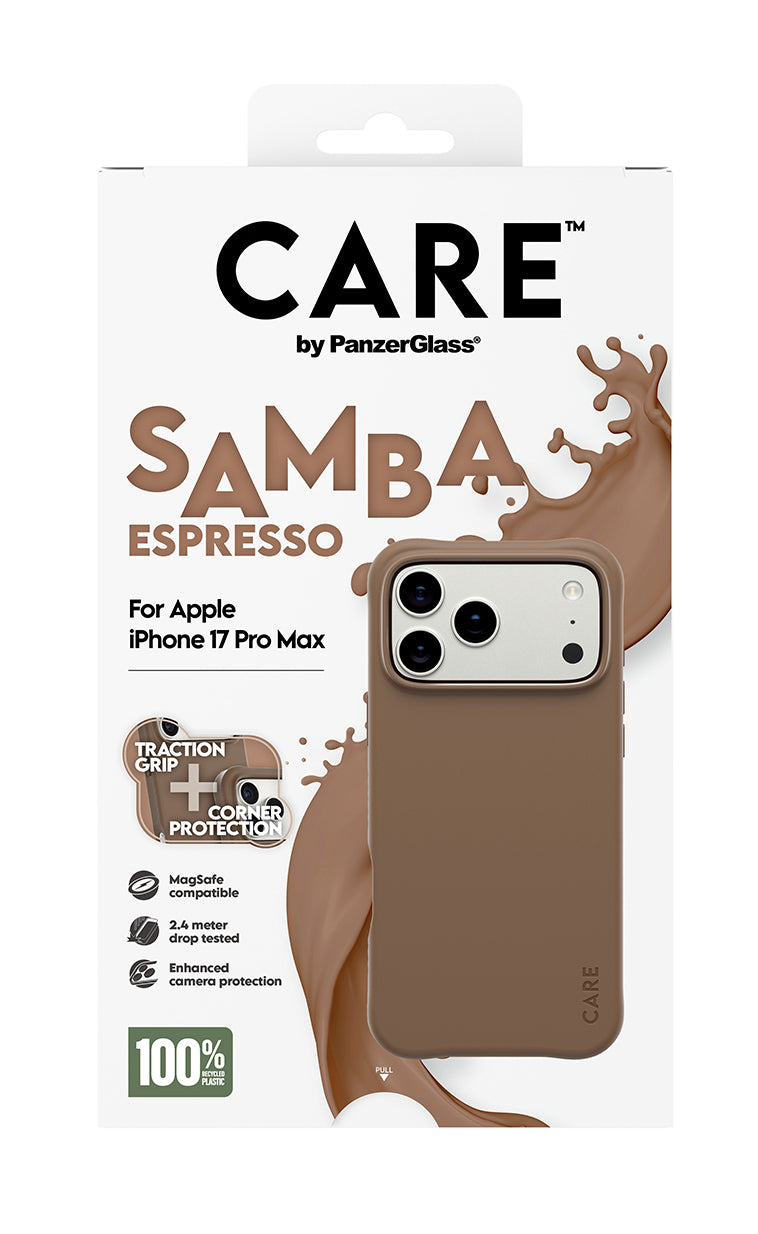 PanzerGlass CARE by ® Fashionable Case Samba Espresso m. MagSafe iPhone 17 Pro Max