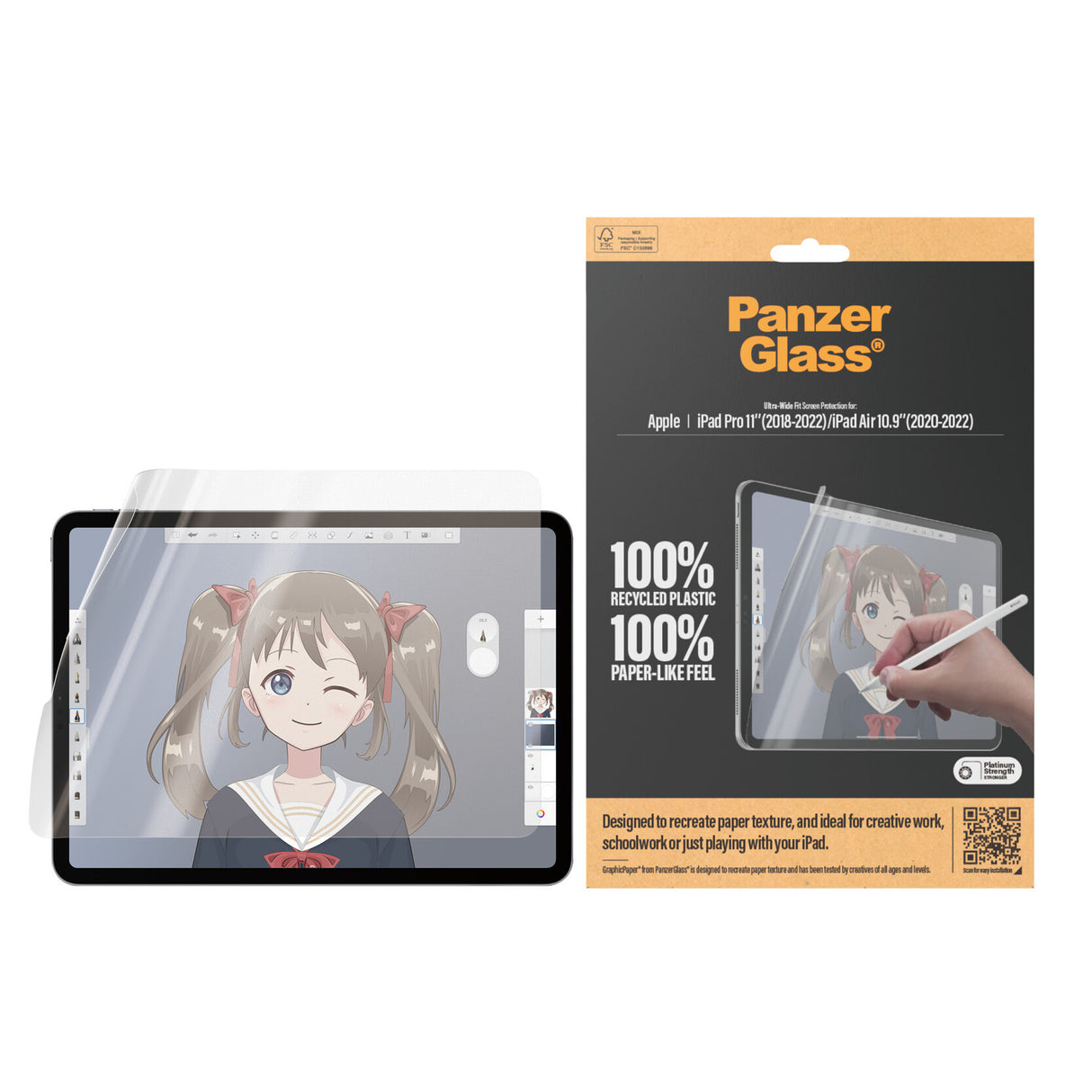 PanzerGlass ® GraphicPaper® Skærmbeskyttelse iPad Pro 11'' (2018-2022) | iPad Air 10.9'' (2020-2022) | Ultra-Wide Fit