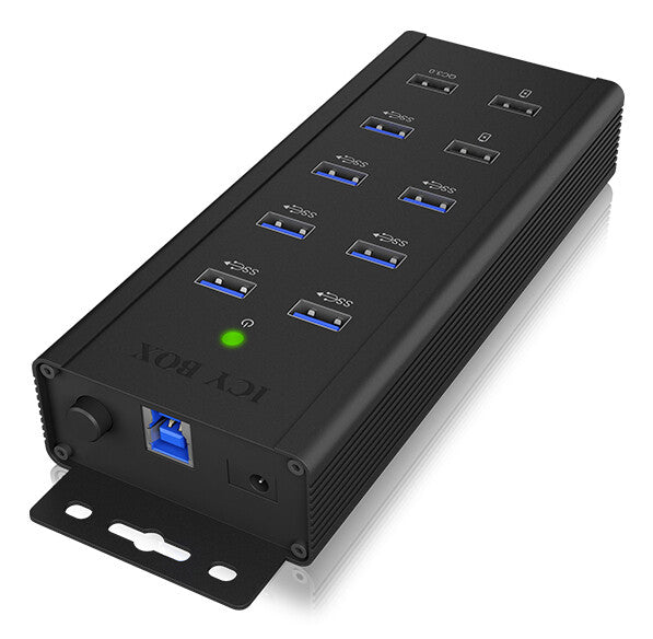 ICY BOX IB-HUB1703-QC3 USB 3.2 Gen 1 (3.1 Gen 1) Type-B 5000 Mbit/s Black