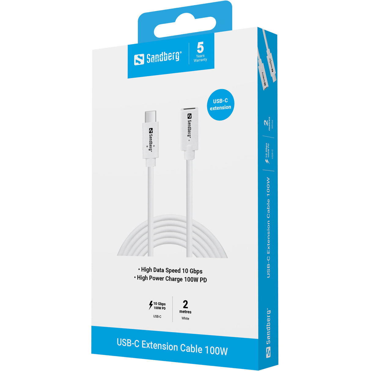 Sandberg USB-C>C M-F USB 3.1 100W, 2M