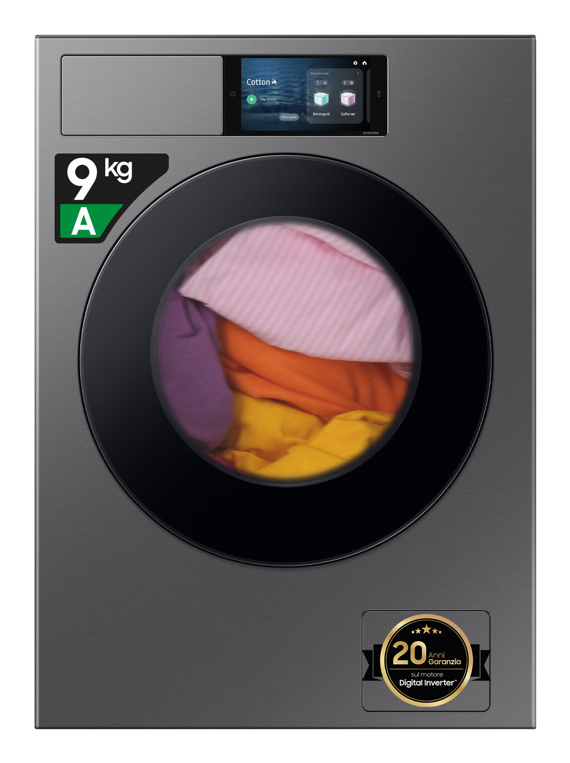 Samsung WF90F09C4SU3 vaskemaskine Front-læsning 9 kg 1400 rpm Sølv