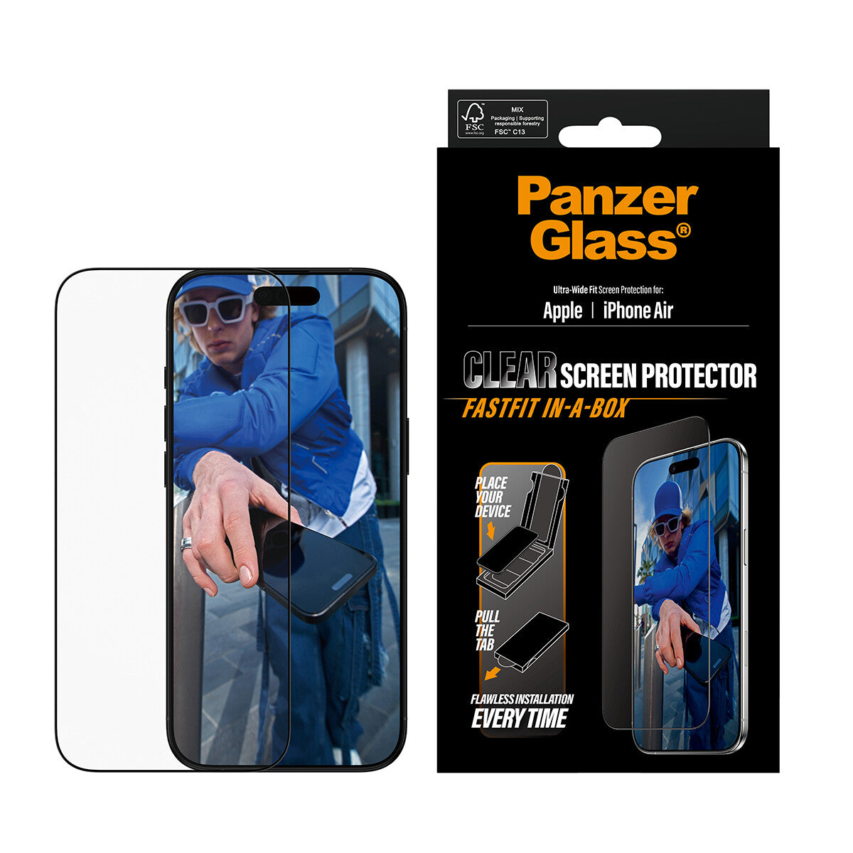 PanzerGlass ® Skærmbeskyttelse iPhone Air | Ultra-Wide Fit m. Fastfit in-a-box