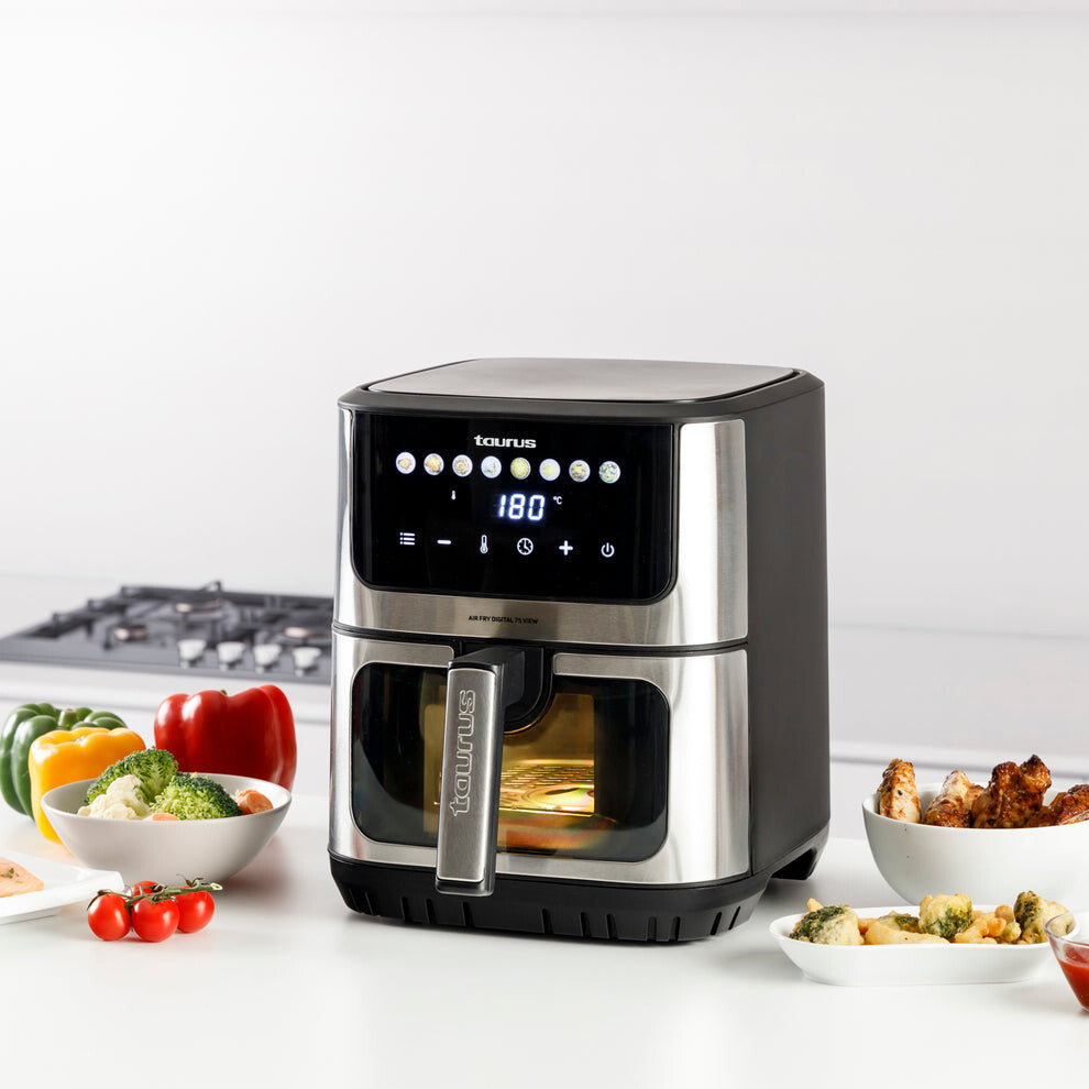 Taurus AIR FRY DIGITAL 7S VIEW Enkelt 6,5 L Enkeltstående 1600 W Varmluftsteger Sølv, Sort