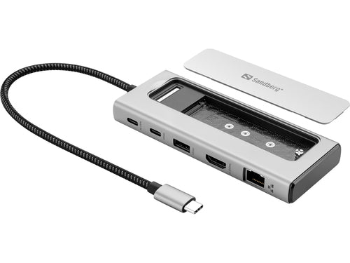 Sandberg 136-82 dockingstation Ledningsført USB 3.2 Gen 2 (3.1 Gen 2) Type-C Grå