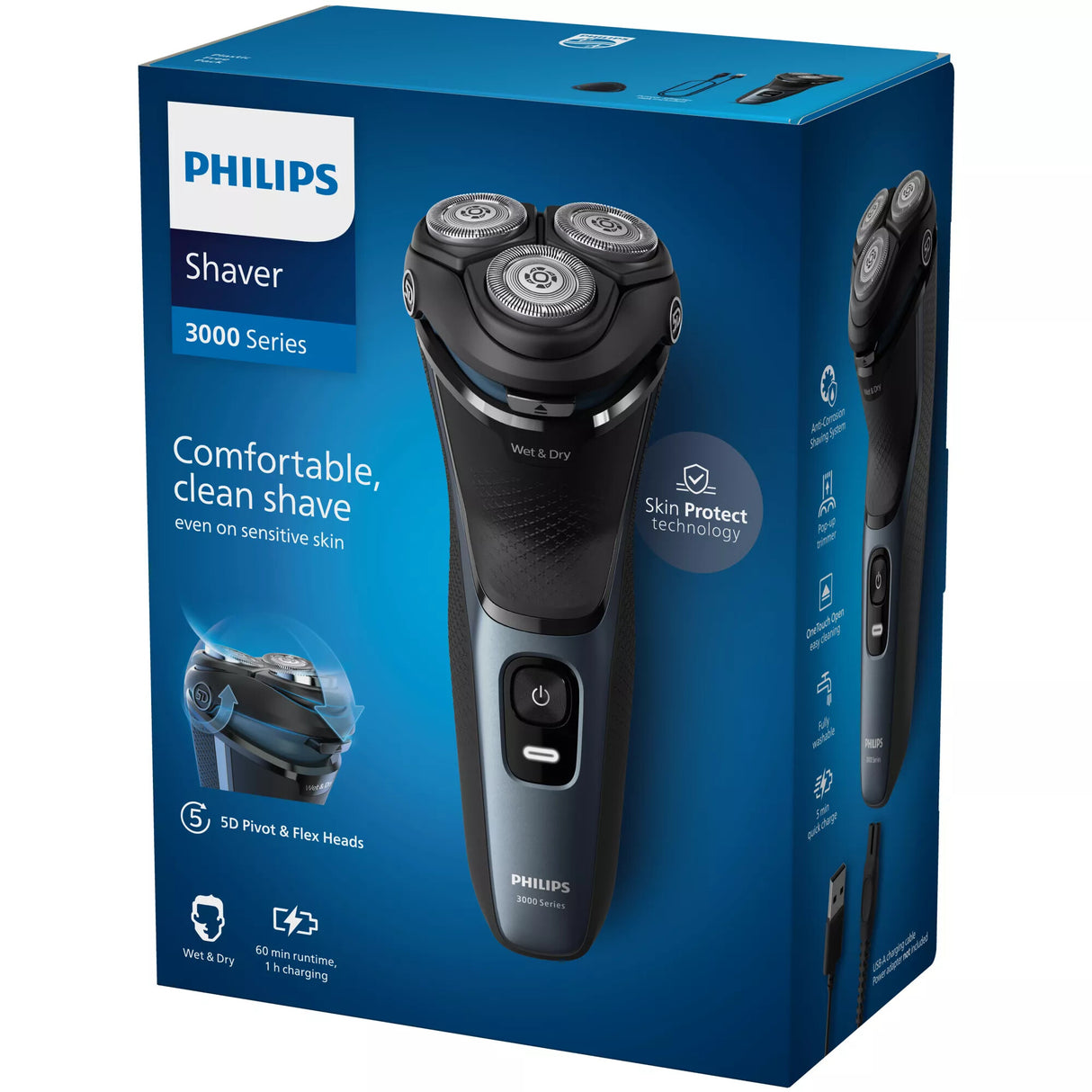 Philips 3000 series Shaver S3144/00 Elektrisk shaver til våd og tør barbering