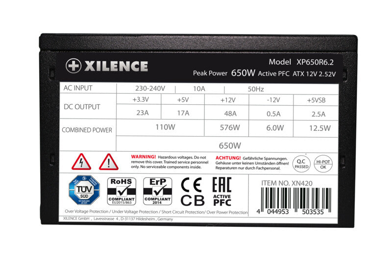 Xilence XP650R6.2 enhed til strømforsyning 650 W 20+4 pin ATX ATX Sort
