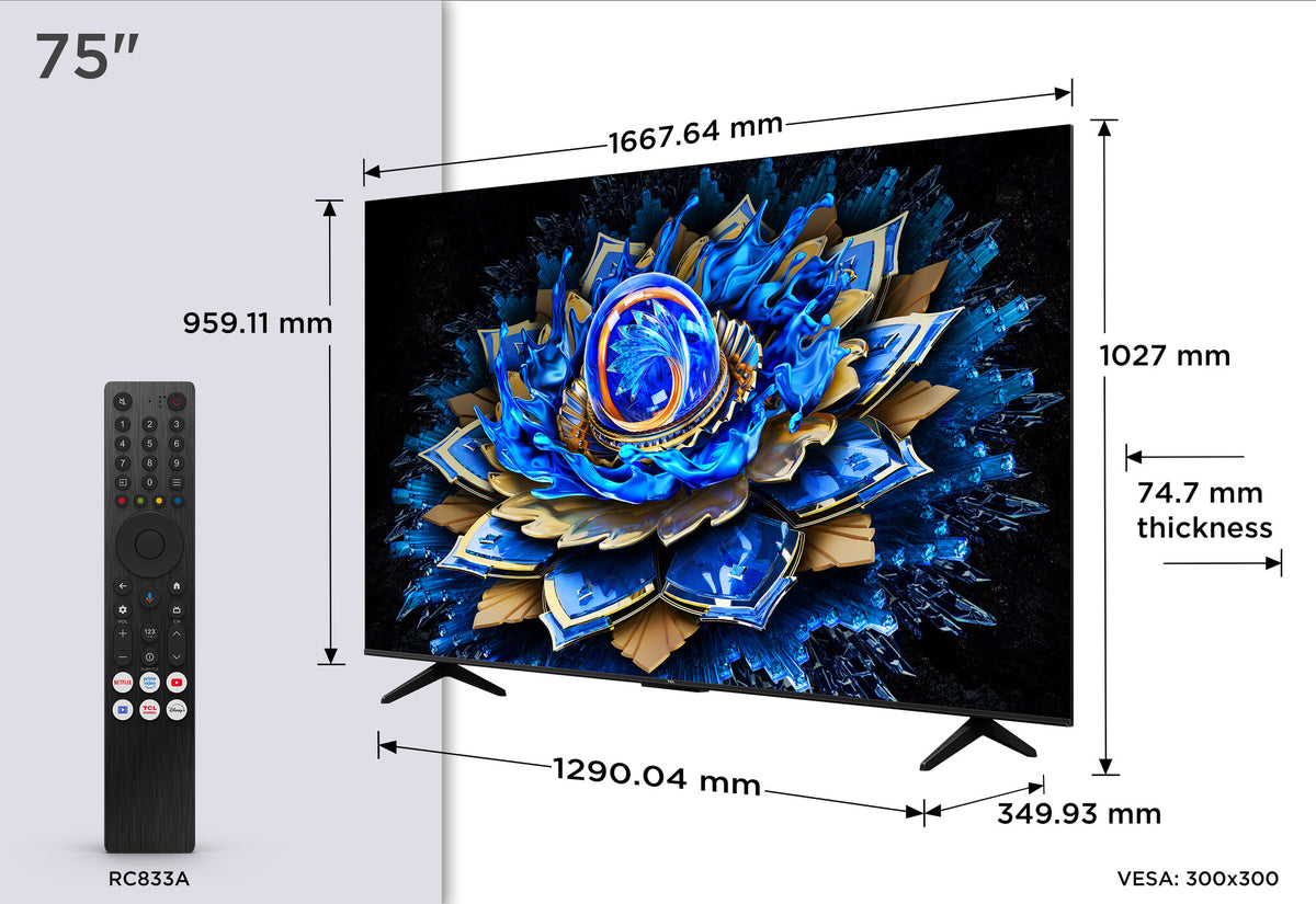 TCL 4K QLED TV | 75T69C | 75 | Smart TV | Google TV | UHD