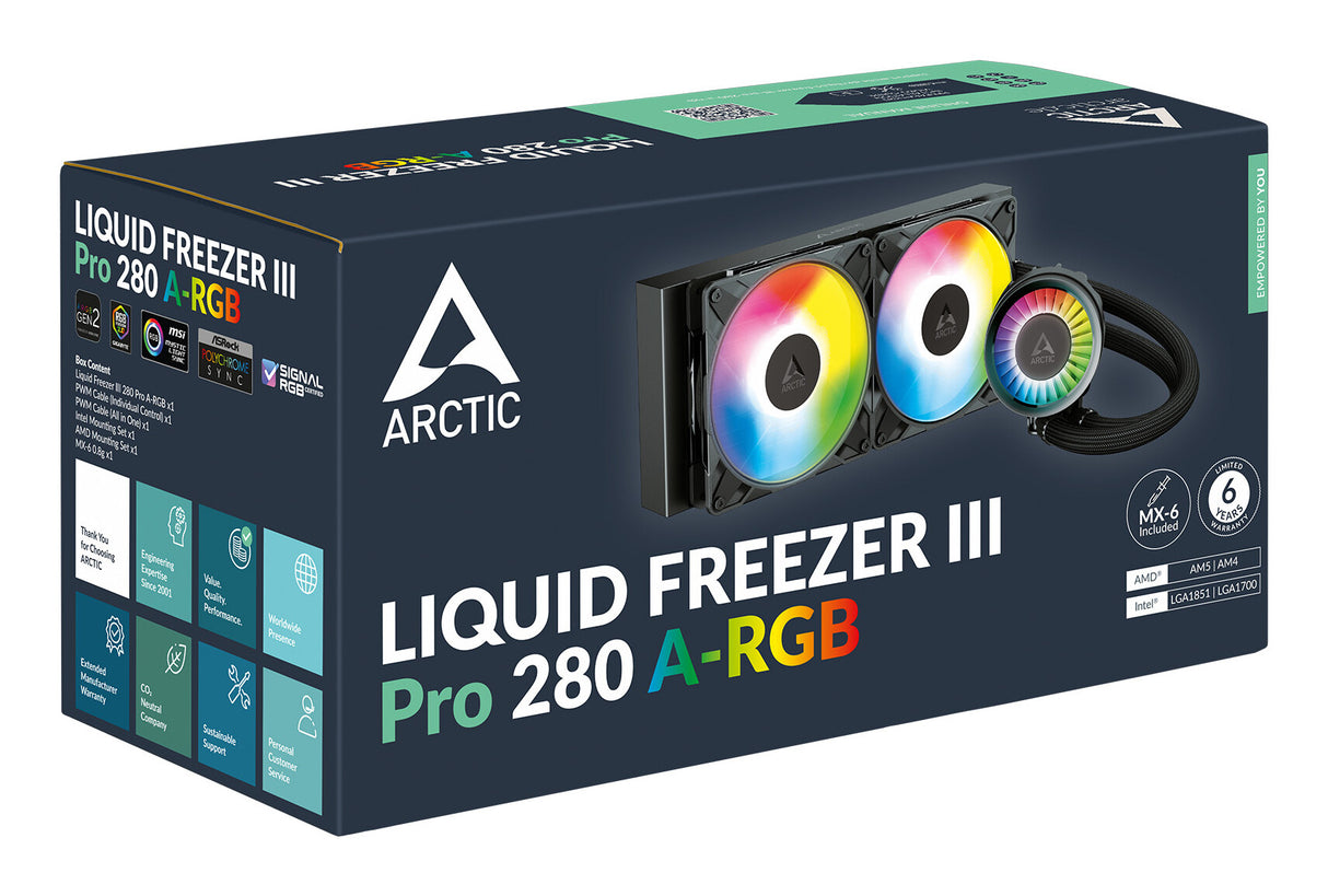 ARCTIC Liquid Freezer III Pro 280 A-RGB Processor Alt-i-en væskekøler 14 cm Sort 1 stk