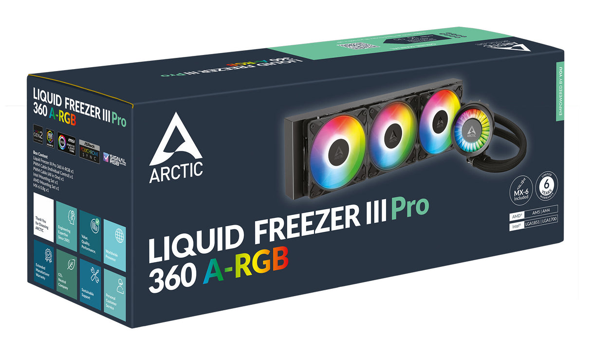 ARCTIC Liquid Freezer III Pro 360 A-RGB Processor Alt-i-en væskekøler 12 cm Sort 1 stk