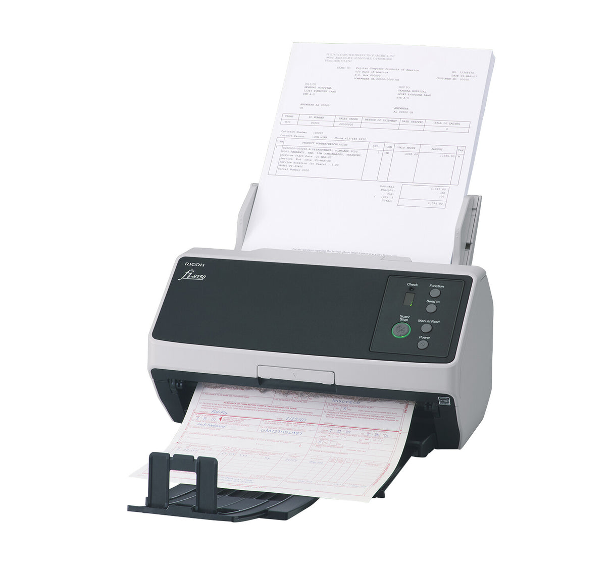 Ricoh FI-8150 ADF + manuel indføringsscanner 600 x 600 dpi A4 Sort, Grå