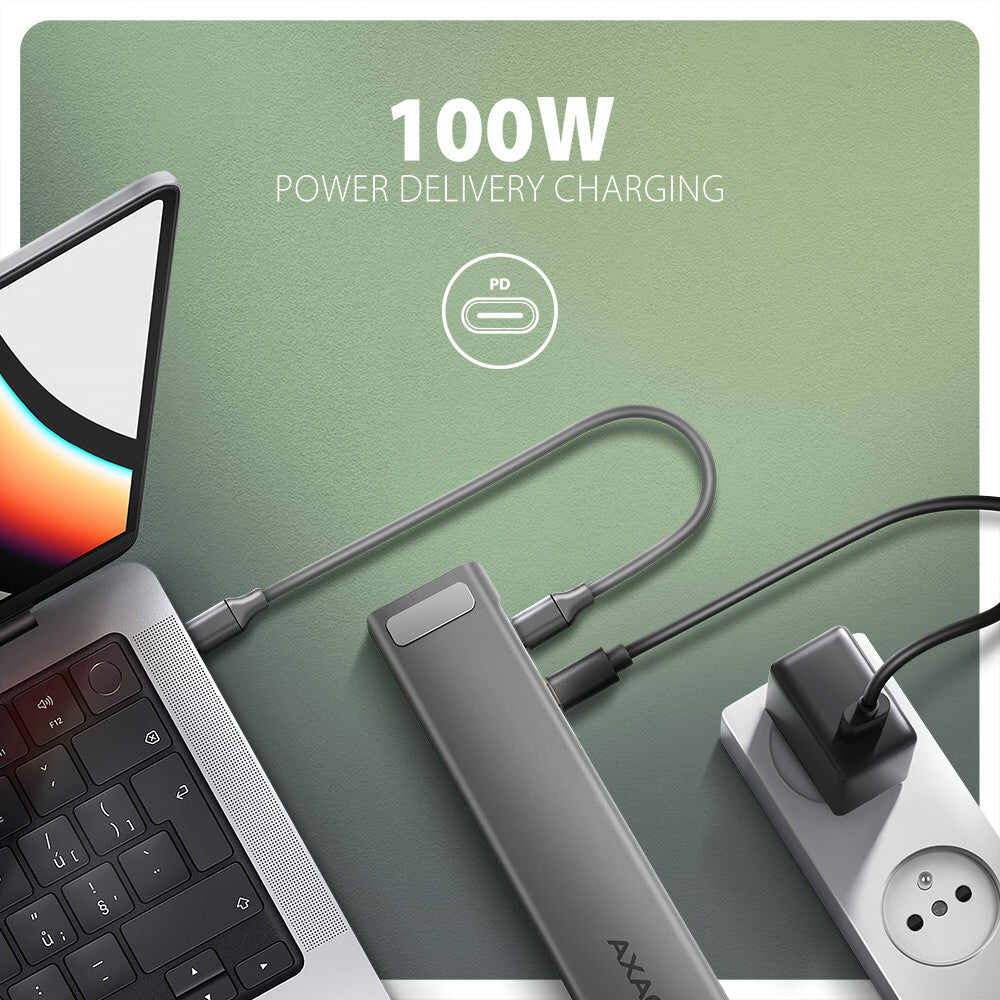 Axagon HMC-10HLS dockingstation Ledningsført USB 3.2 Gen 1 (3.1 Gen 1) Type-C Sort, Grå
