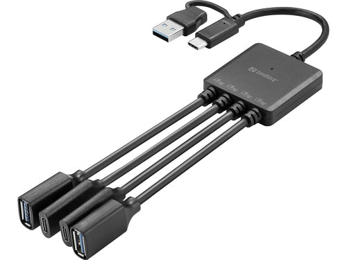 Sandberg 136-81 interface hub USB 3.2 Gen 1 (3.1 Gen 1) Type-A + Type-C 5000 Mbit/s Sort