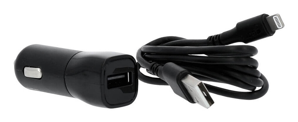 Gear Lader 12-24V 1xUSB 2,4A Sort Lightning kabel 1m MFI C89