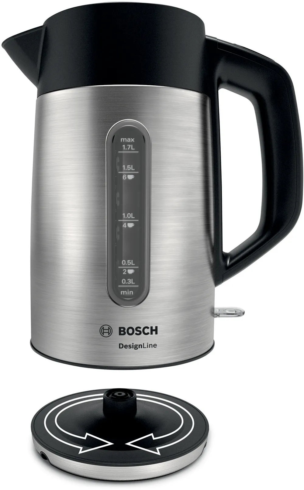 Bosch DesignLine Elkedel 1.7liter 2.4kW Rustfrit stål/sort
