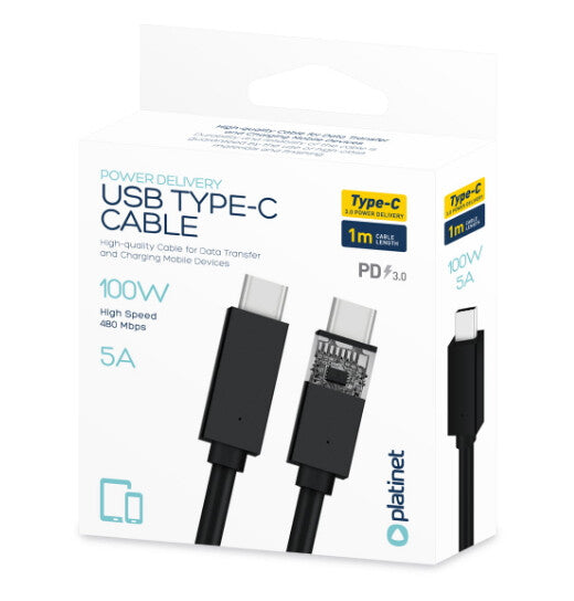 Platinet PUCC5A1B USB-kabel USB 2.0 1 m USB C 100 W Sort