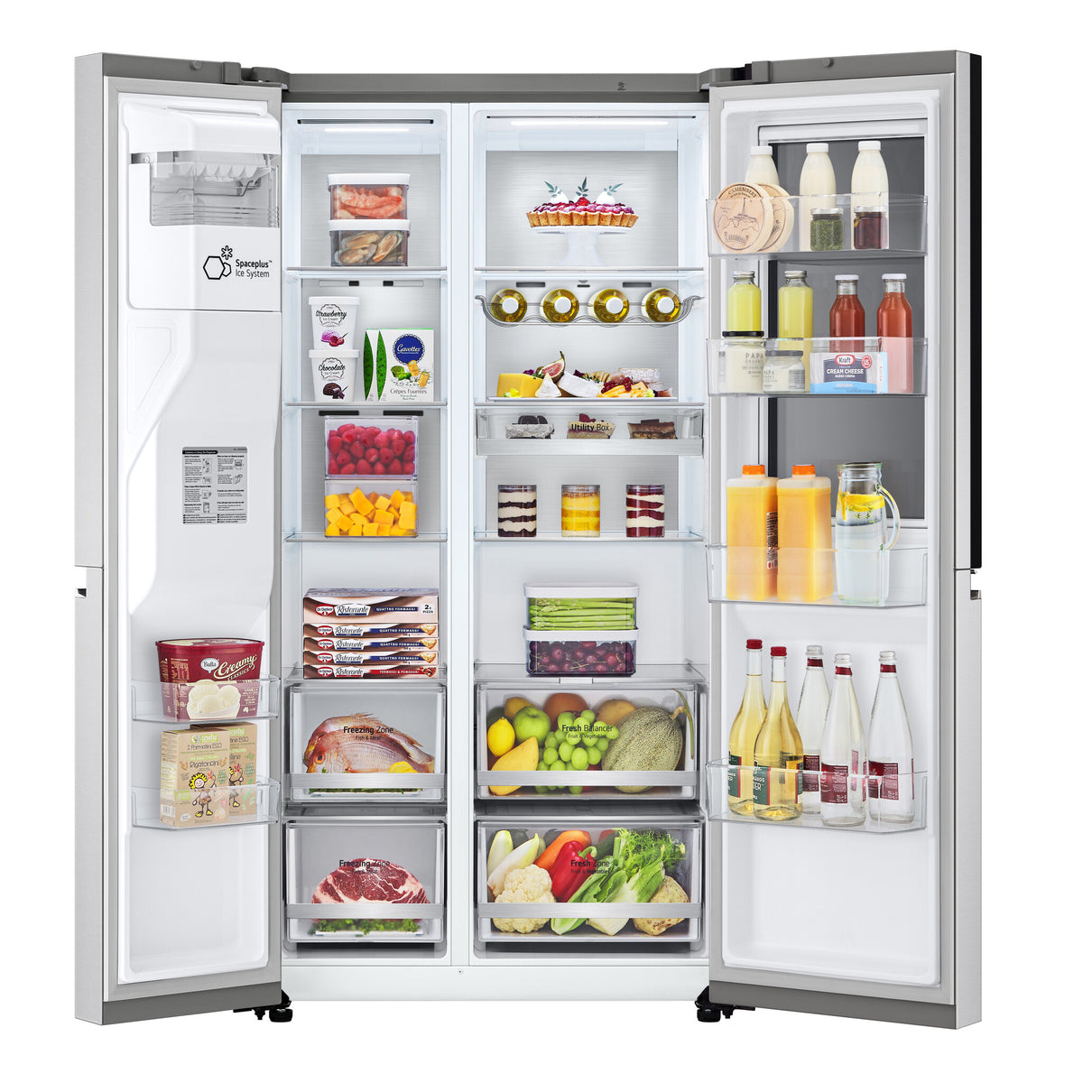 LG InstaView GSXV90BSAE side-by-side køle-fryseskab Fritstående 635 L Rustfrit stål
