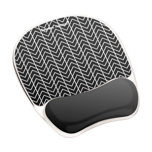 Fellowes Mouse Mat Wrist Support - Photo Gel Mouse Pad with Non Slip Rubber Base & Antibacterial Protection - Ergonomic Mouse Mat for Computer, Laptop, Home Office Use - Chevron