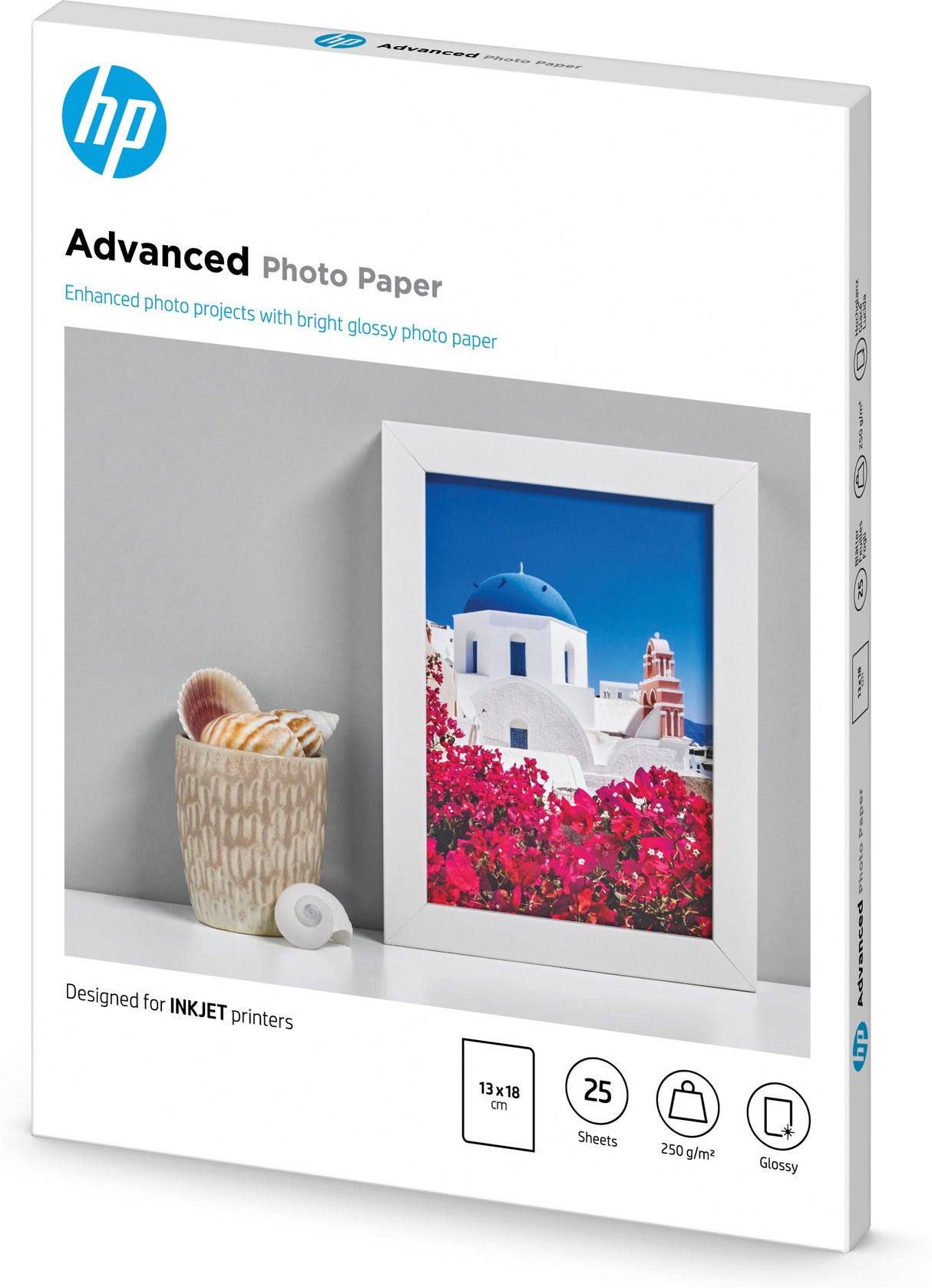 HP Advanced-fotopapir, blankt, 250 g/m2, 13 x 18 cm (127 x 178 mm), 25 ark