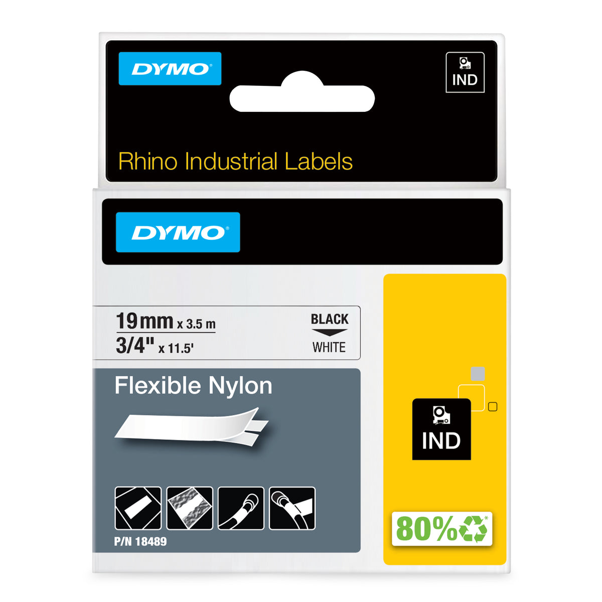 DYMO IND Fleksibel mærkattape (1,9 cm x 4 m) 1kassette(r) 18489