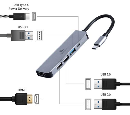 Gembird A-CM-COMBO5-03 laptop dock/port replicator Wired USB 3.2 Gen 1 (3.1 Gen 1) Type-C Silver