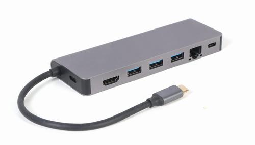 Gembird A-CM-COMBO5-05 interface hub USB 3.2 Gen 1 (3.1 Gen 1) Type-C 5000 Mbit/s Grey