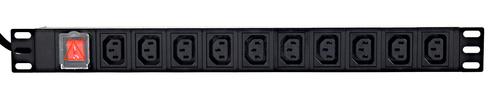 Gembird Power Distribution Unit PDU 10pcs C13 Sockets 1U 16A C19 Plug 2m Cable