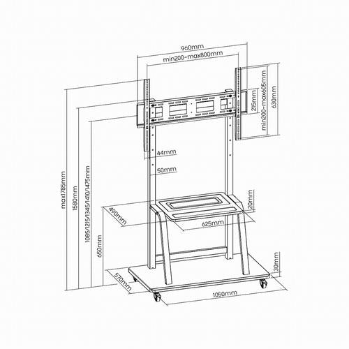 Gembird TVS-100F-01 signage display mount 2.54 m (100") Black
