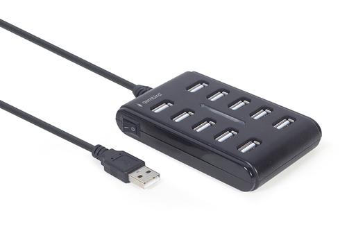 Gembird UHB-U2P10P-01 interface hub USB 2.0 Type-A Black