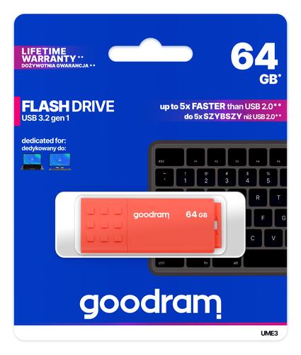 Goodram UME3 USB flash drive 64 GB USB Type-A 3.2 Gen 1 (3.1 Gen 1) Orange